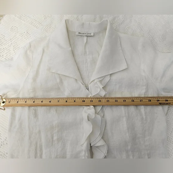 White Ruffled Linen Blouse - Picture 4 of 8